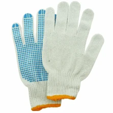 Перчатки х/б 3 нити 7,5-8 класс с ПВХ точками