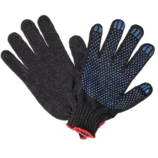 Перчатки х/б 5 нитей 10 класс с ПВХ точками черные